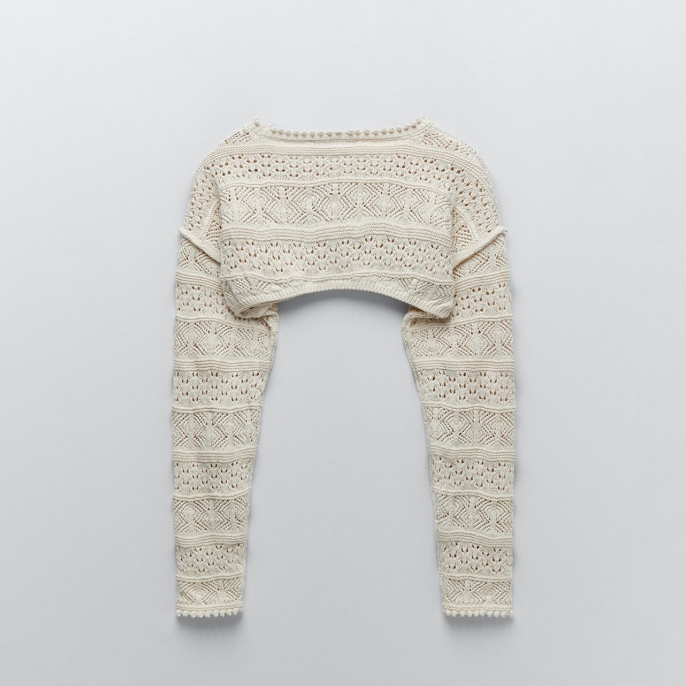 ZARA Pointelle Knit Arm Warmer Sweater